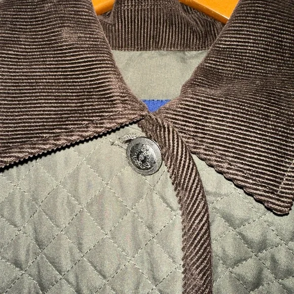 Charter Club Olive Green Quilted w/Brown Corduroy-trim Jacket Petite - Picture 7 of 9